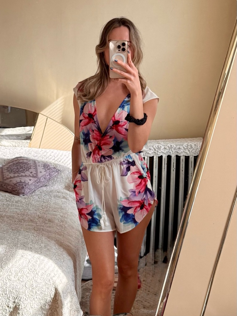 Beautiful Y2K watercolor floral romper